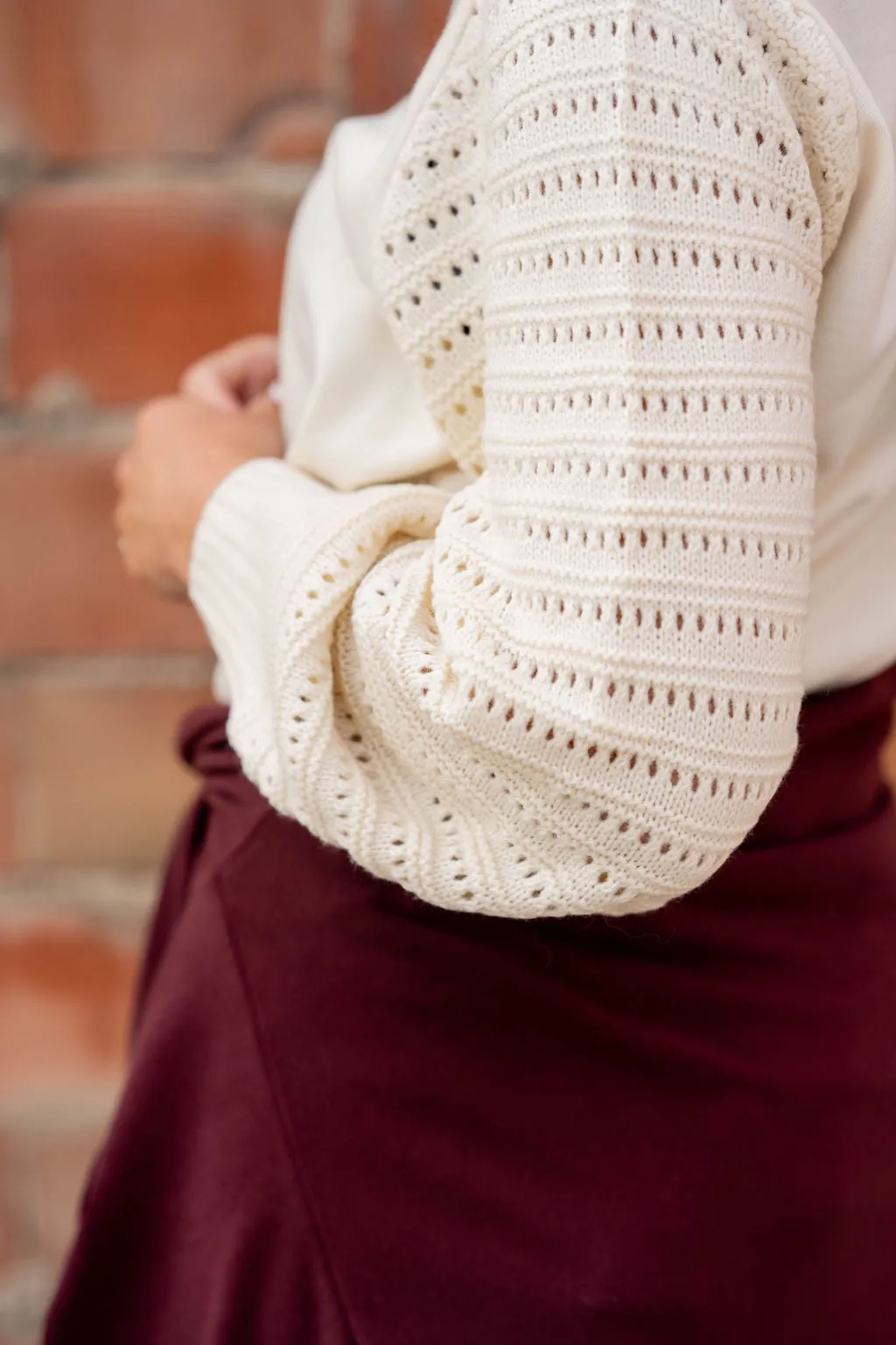 Cutout Sleeve Solid Body Sweater