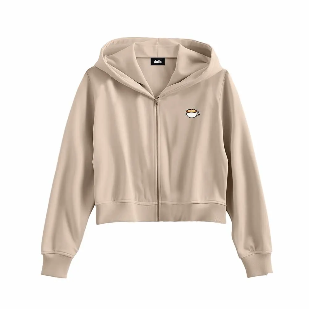 Dalix Cappuccino Cropped Zip Hoodie