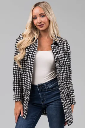 Dark Spruce and Cream Houndstooth Shacket