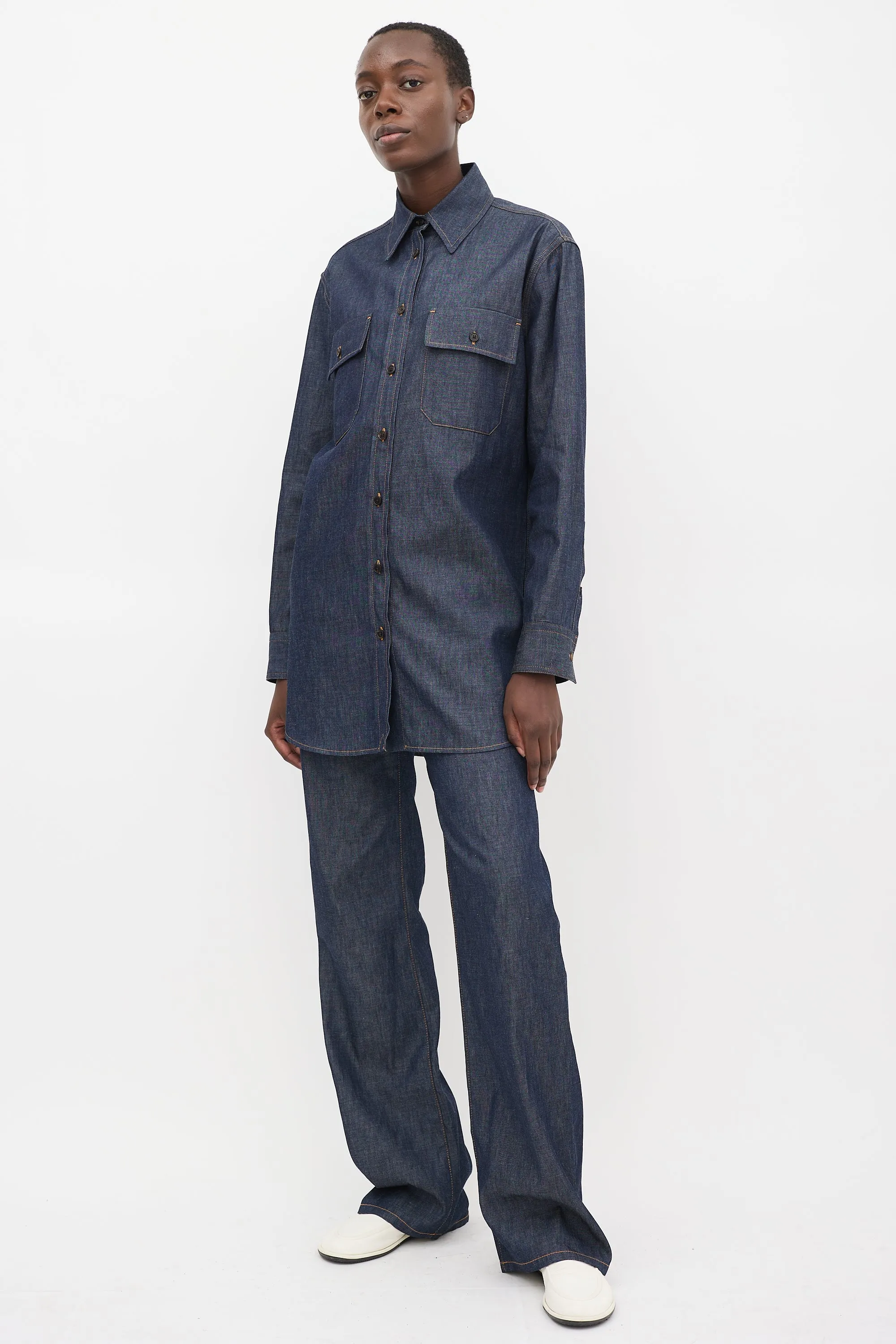 Dark Wash Denim Vivienne Shirt & Pant Set