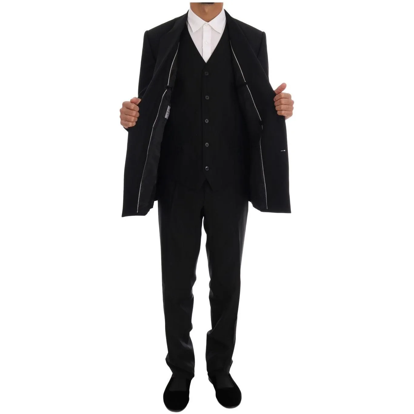 Dolce & Gabbana Elegant Black Wool Three-Piece Suit