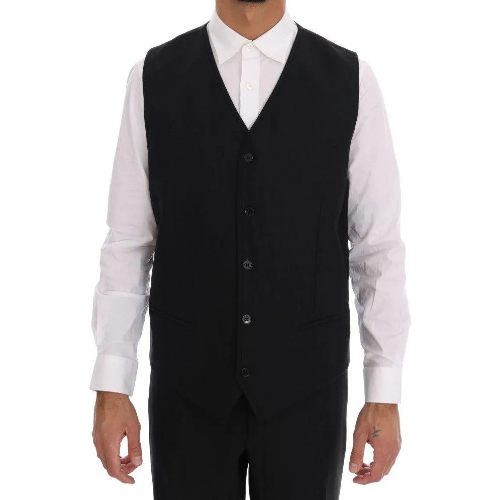 Dolce & Gabbana Elegant Black Wool Three-Piece Suit