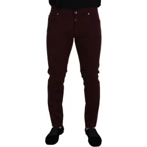 Dolce & Gabbana Slim Fit Bordeaux Jeans - Italian Luxury