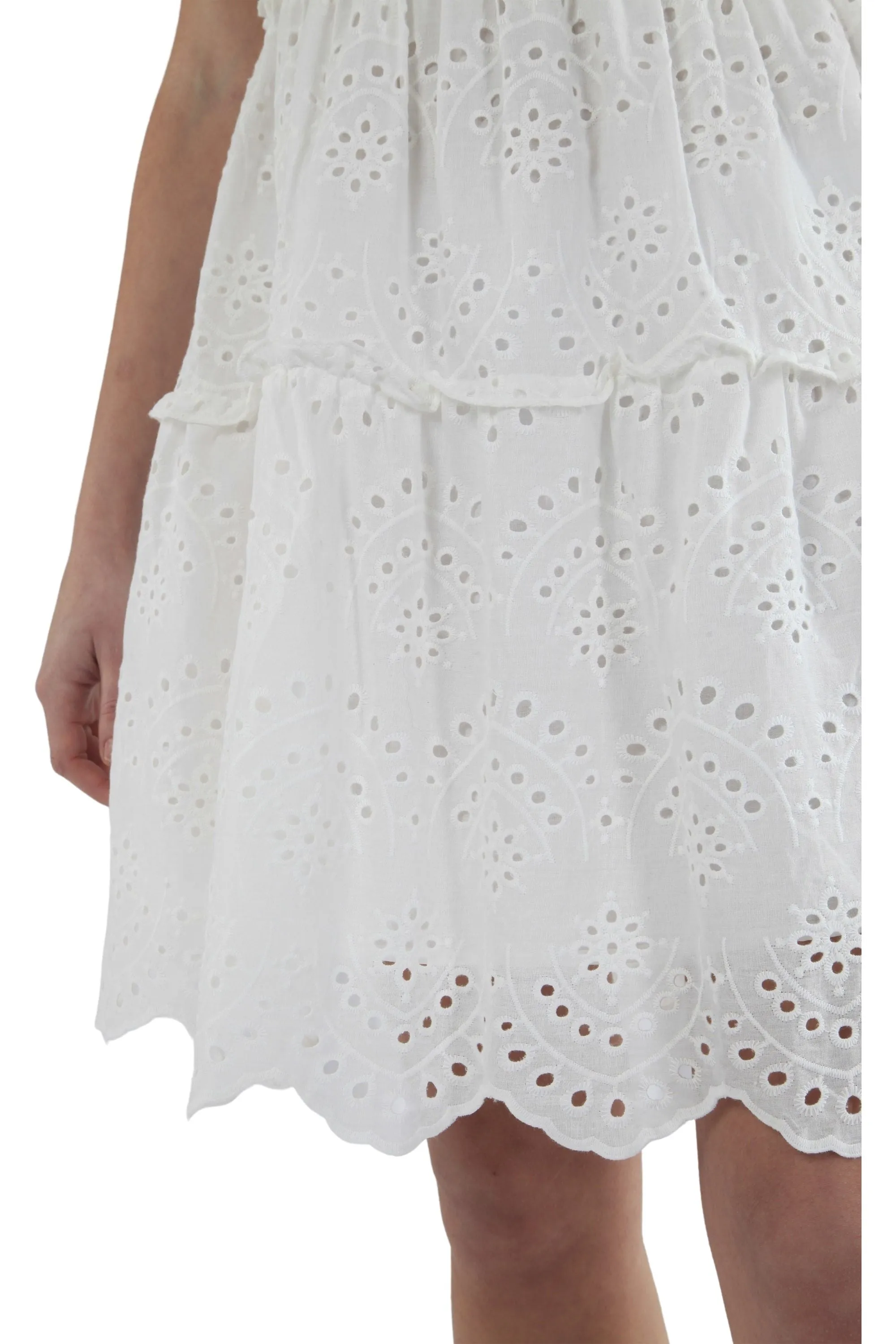 Double Second White Tiered Broderie Dress