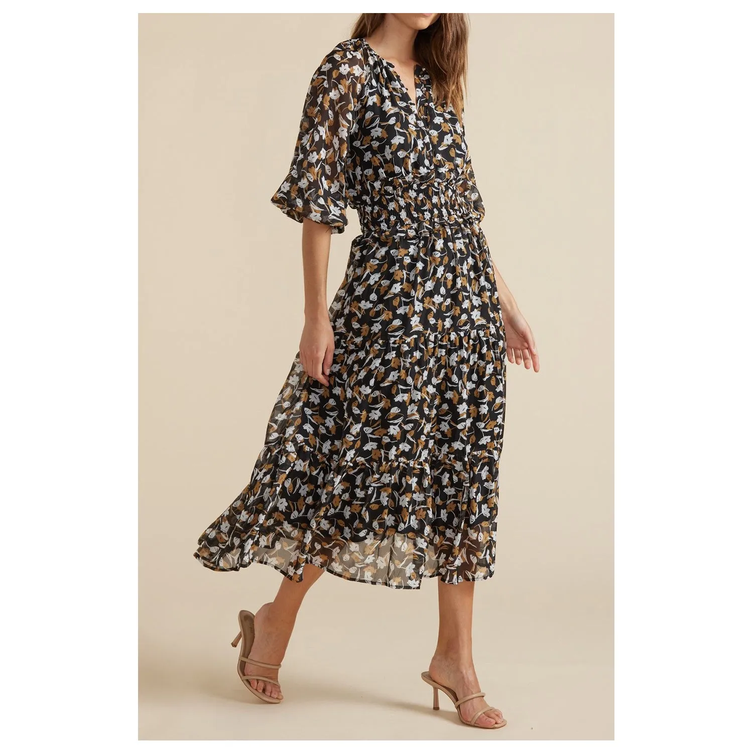 Dress Elena Midi Black Floral