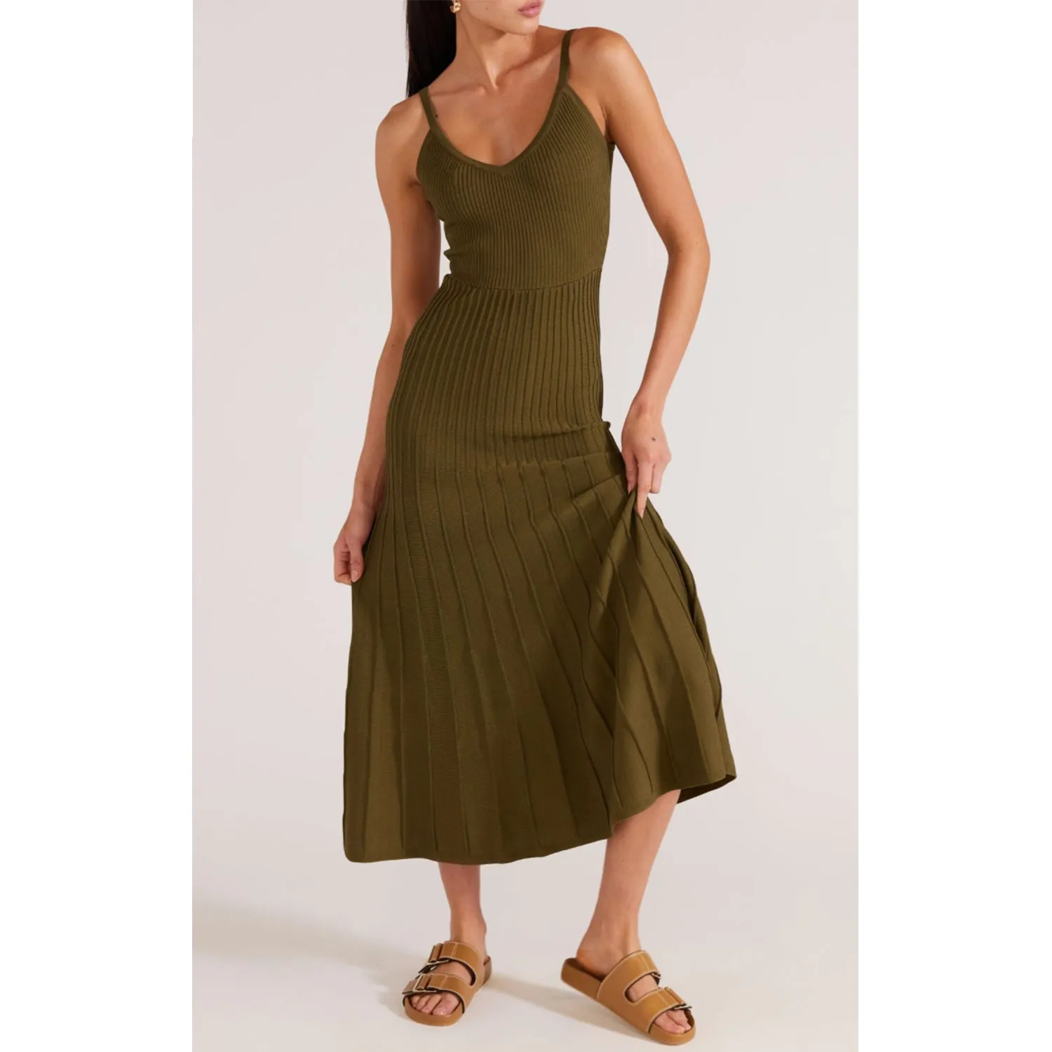 Dress Knit Midi Anica - Olive