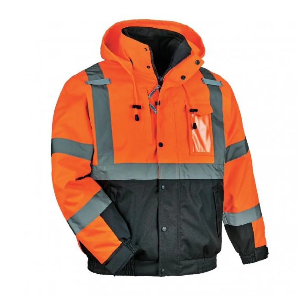 Ergodyne GloWear 8381 Class 3 Hi-Vis 4-in-1 Bomber Jacket – Quilted, 1 Each