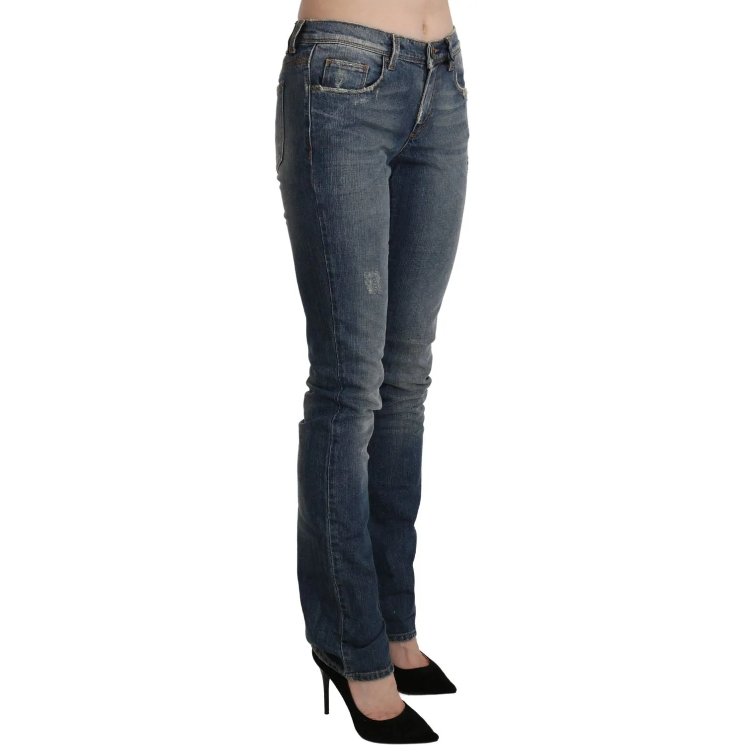 Ermanno Scervino Chic Mid Waist Skinny Denim in Blue Washed