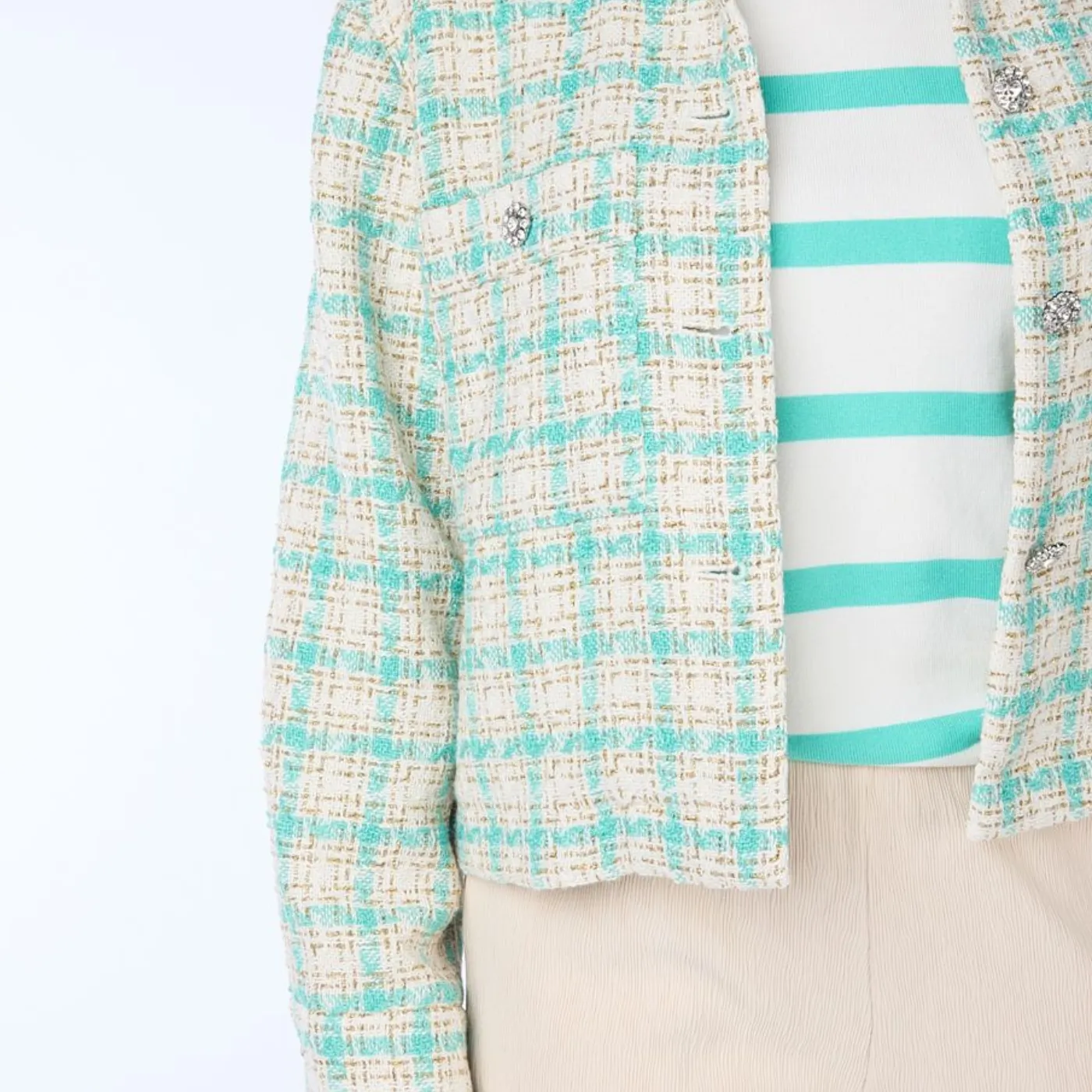 Esqualo Midi Check Blazer | Off White / Blue