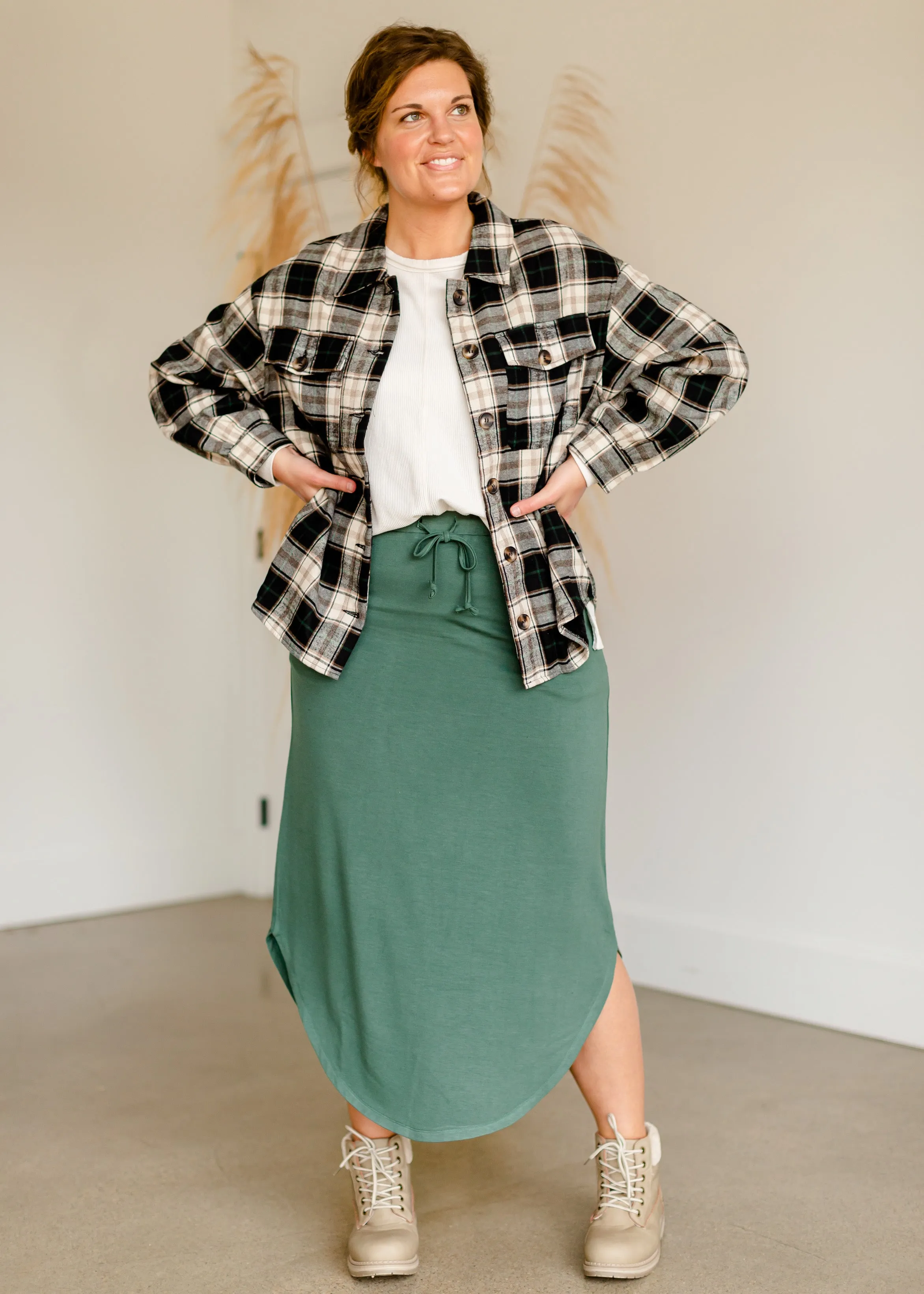 Faux Fur Lined Plaid Button Down Shacket-FINAL SALE