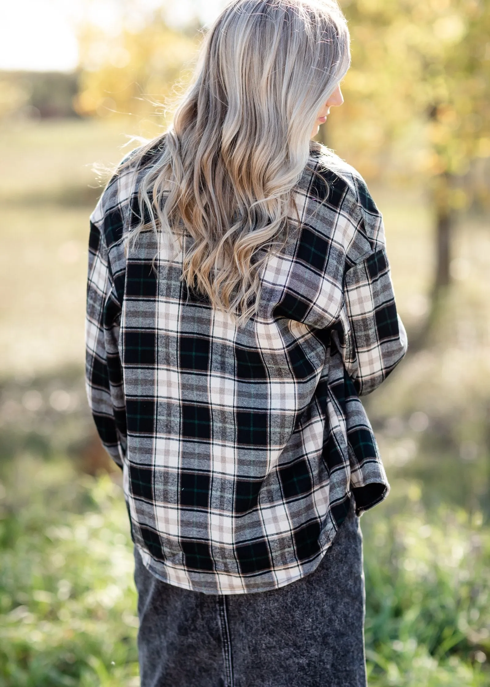 Faux Fur Lined Plaid Button Down Shacket-FINAL SALE