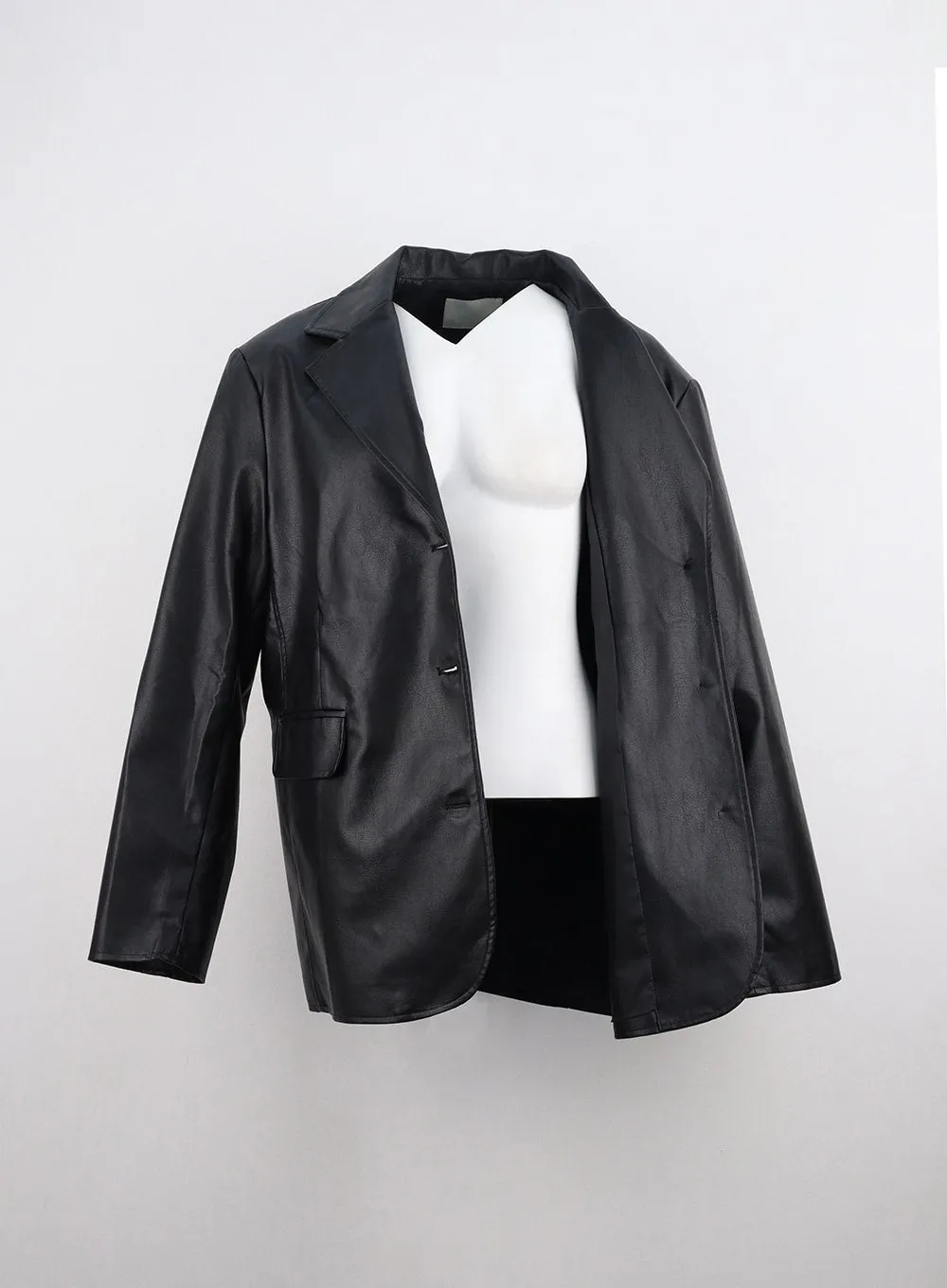 Faux Leather Blazer Jacket OO316