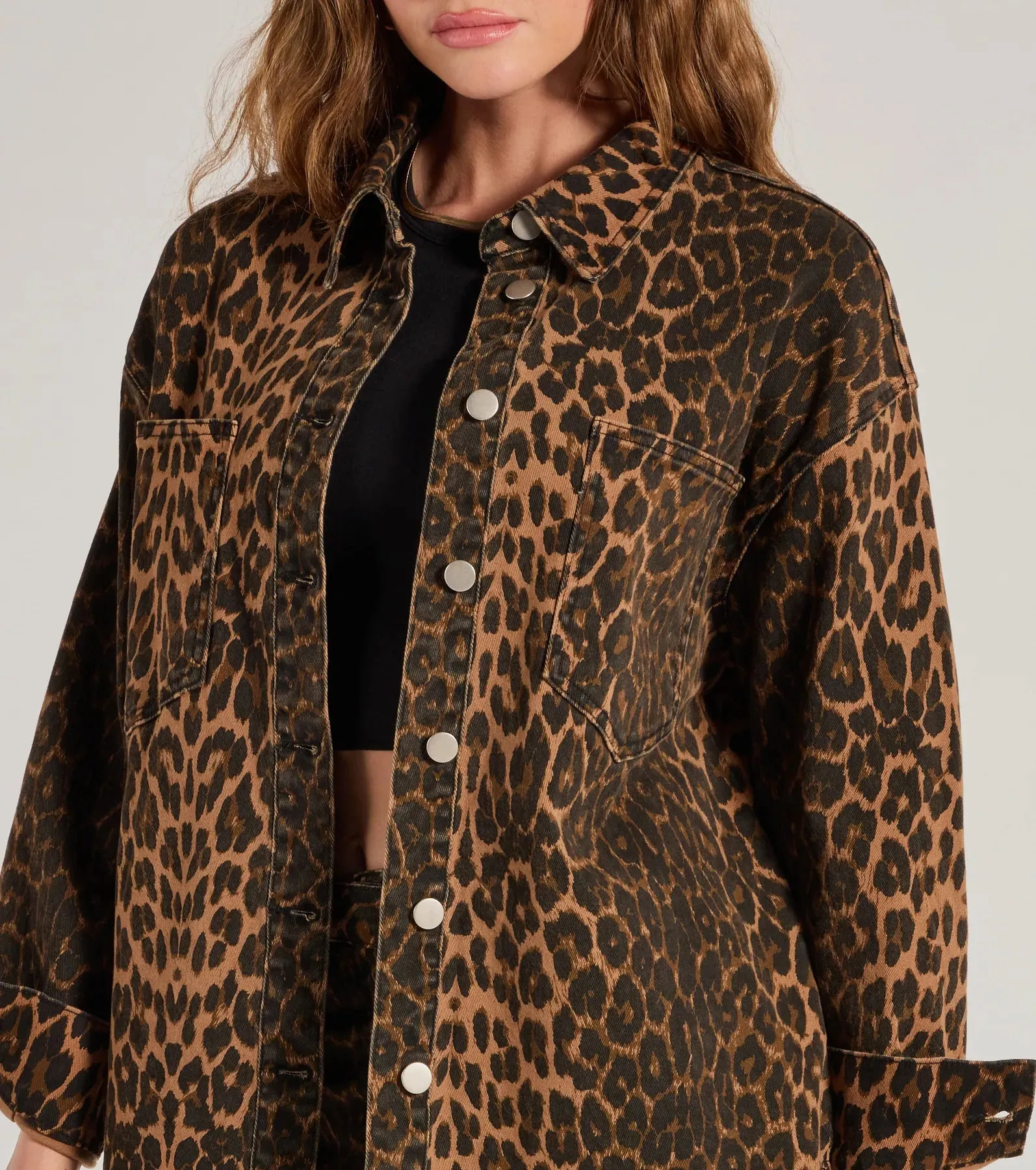 Feeling Fierce Leopard Print Denim Shacket