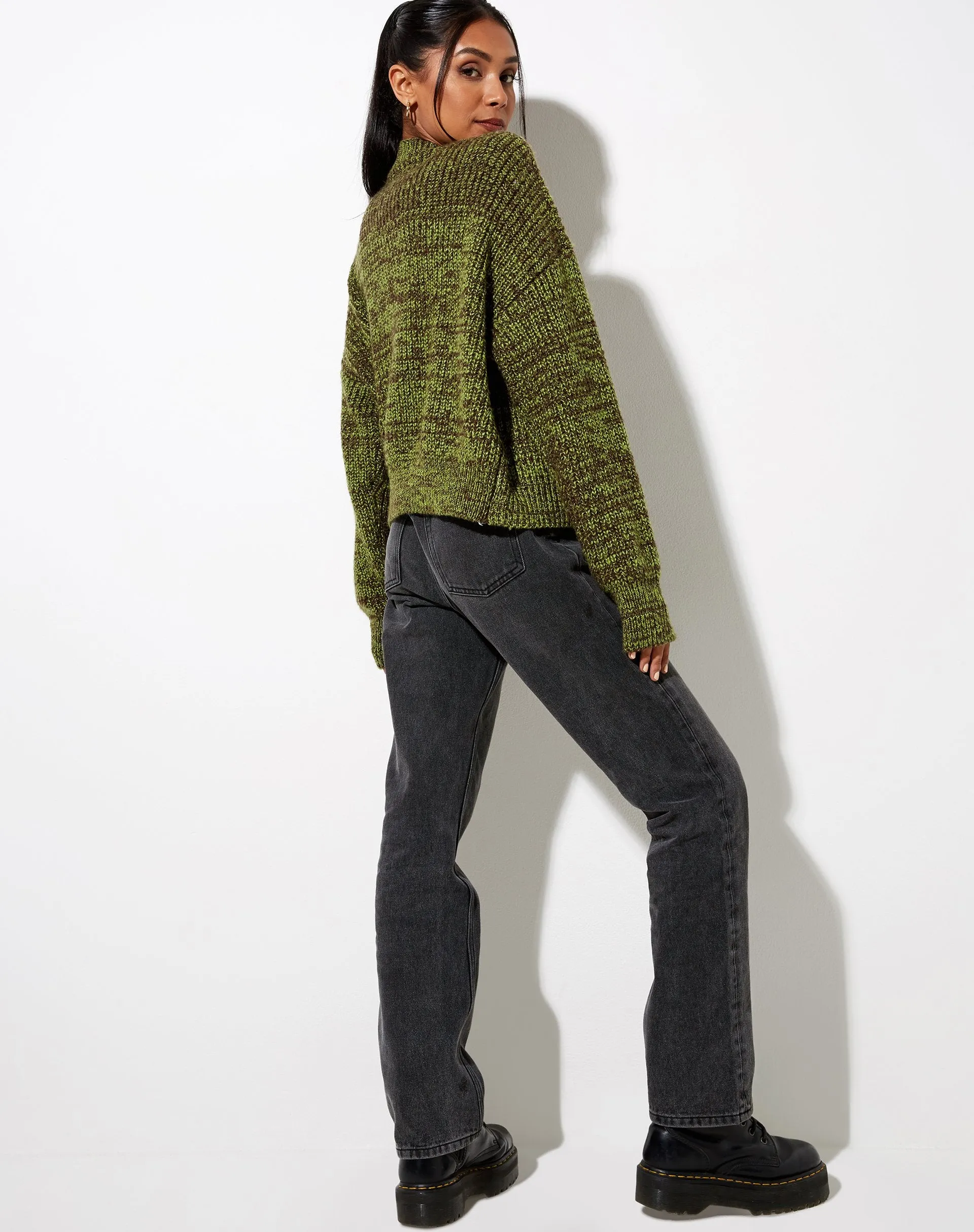 Fia Cardigan in Black and Green