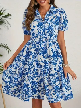 Floral Ruffle Button Down Midi Dress