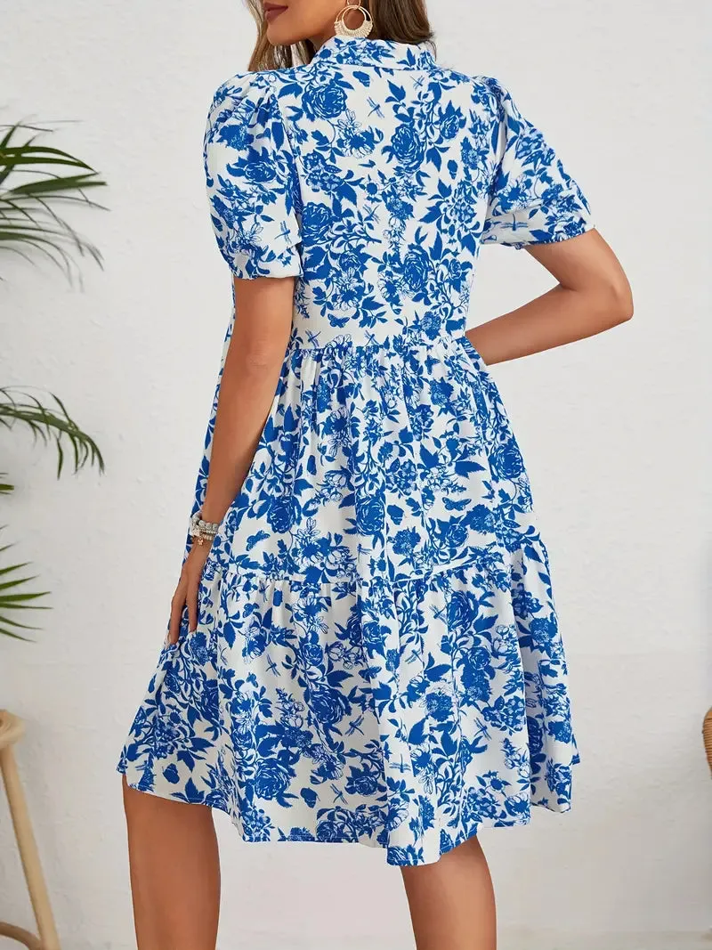 Floral Ruffle Button Down Midi Dress