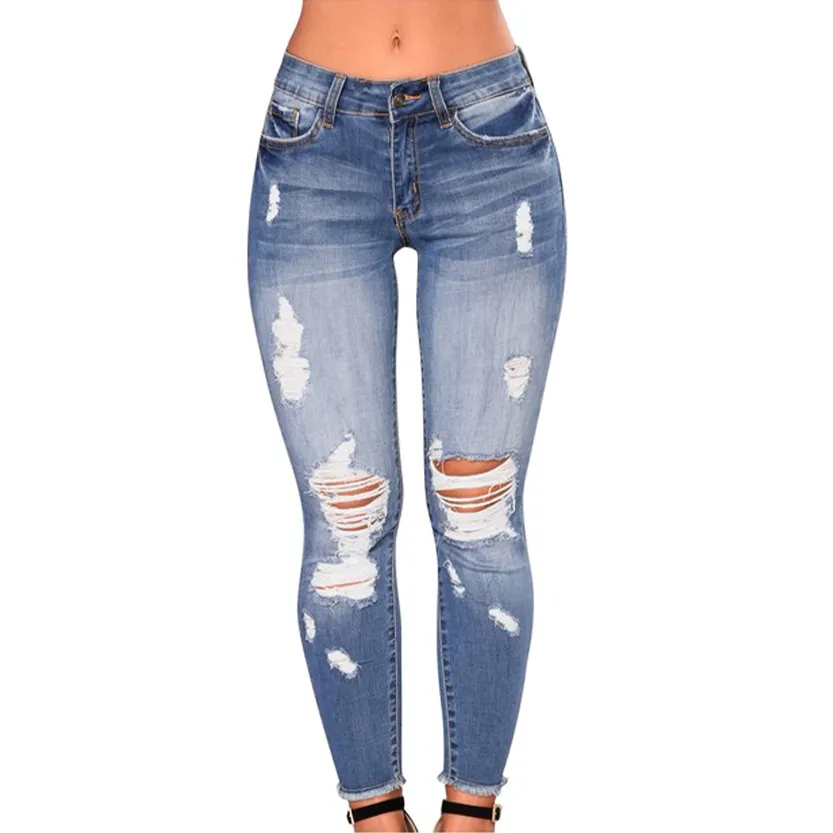 Funki Buys | Pants | Women's High Waist Denim Ripped Jeans