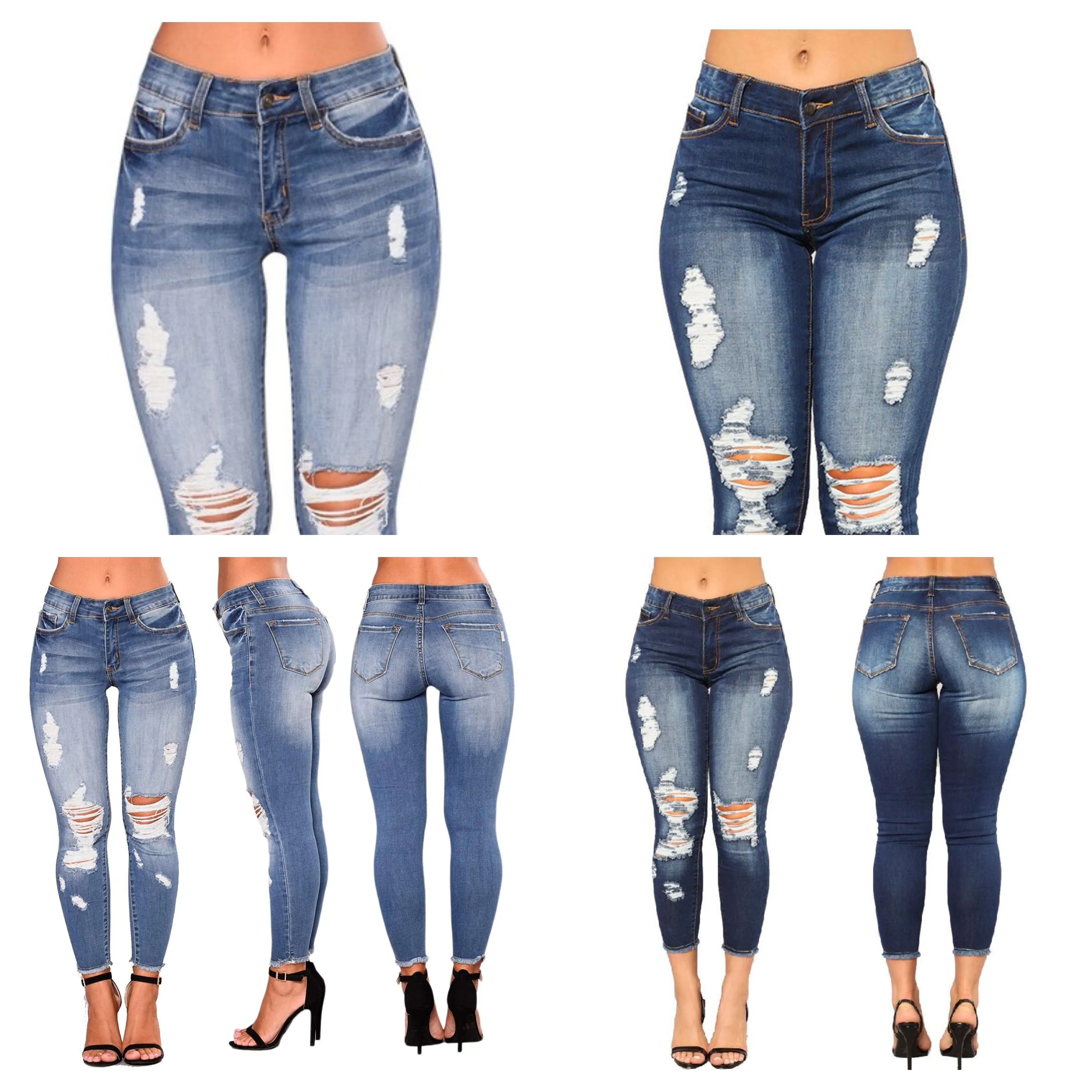 Funki Buys | Pants | Women's High Waist Denim Ripped Jeans