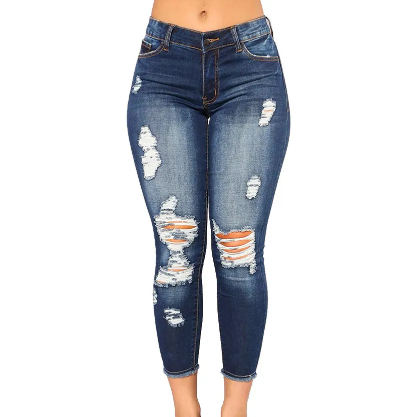 Funki Buys | Pants | Women's High Waist Denim Ripped Jeans