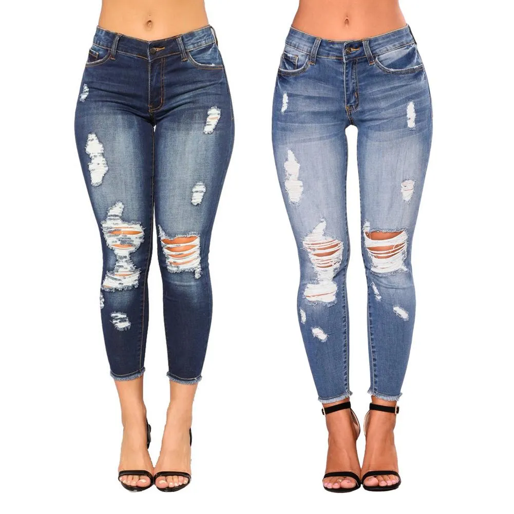 Funki Buys | Pants | Women's High Waist Denim Ripped Jeans