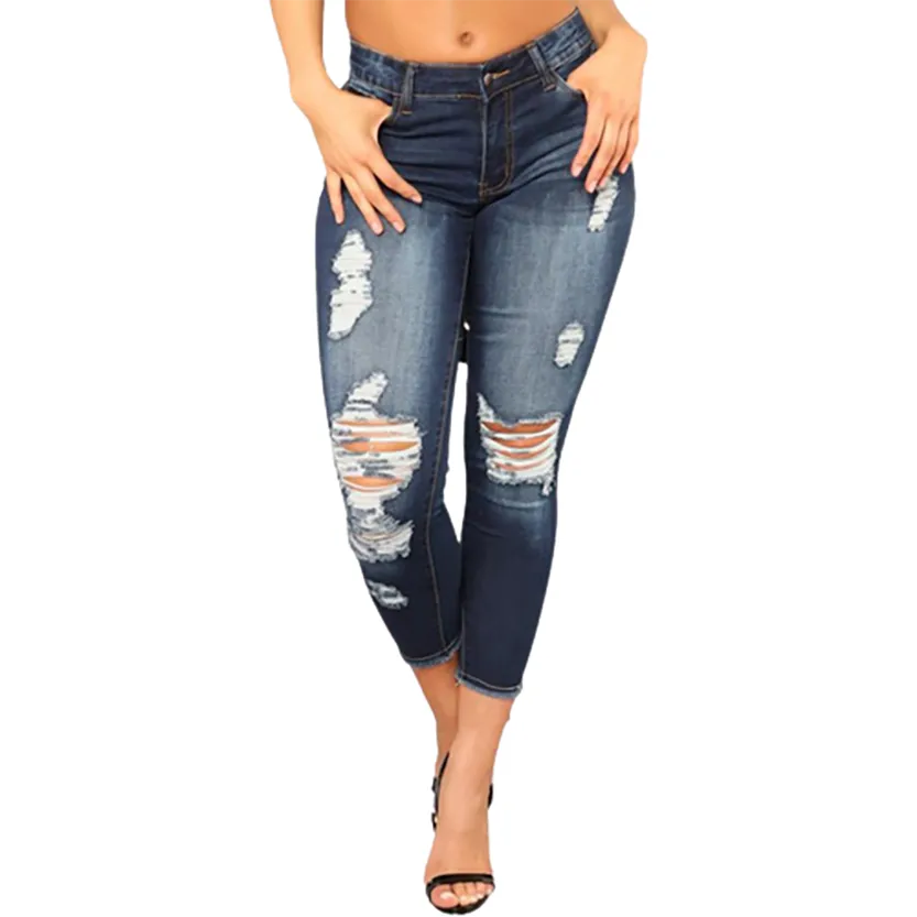 Funki Buys | Pants | Women's High Waist Denim Ripped Jeans