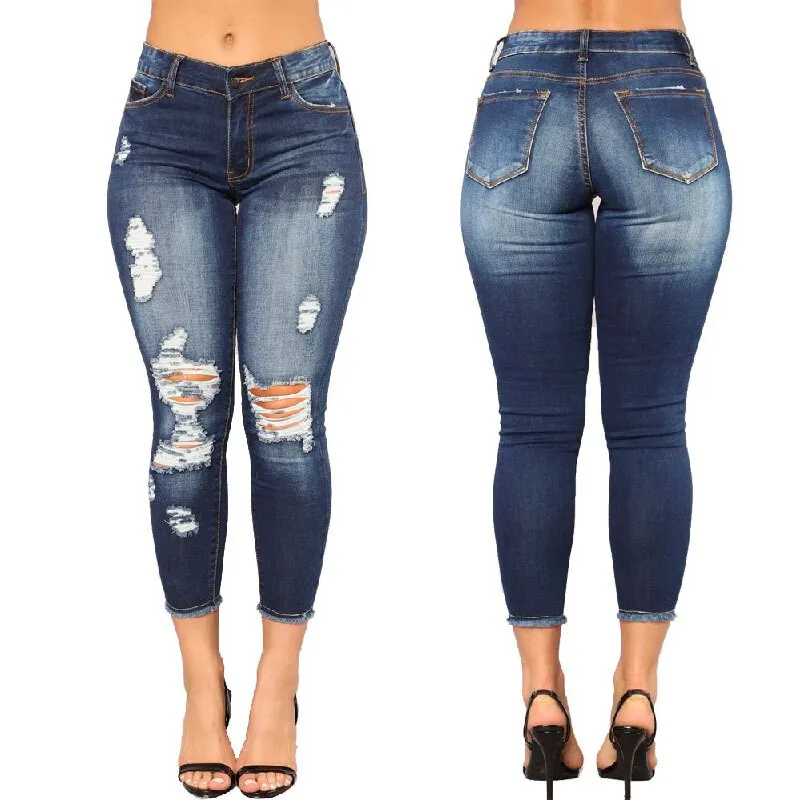 Funki Buys | Pants | Women's High Waist Denim Ripped Jeans