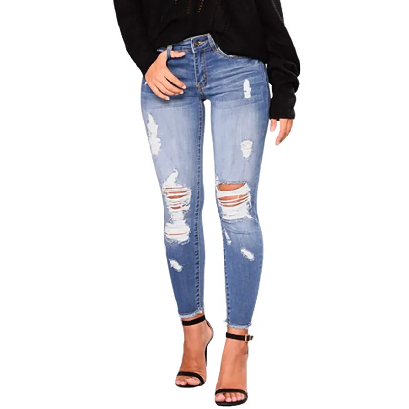 Funki Buys | Pants | Women's High Waist Denim Ripped Jeans