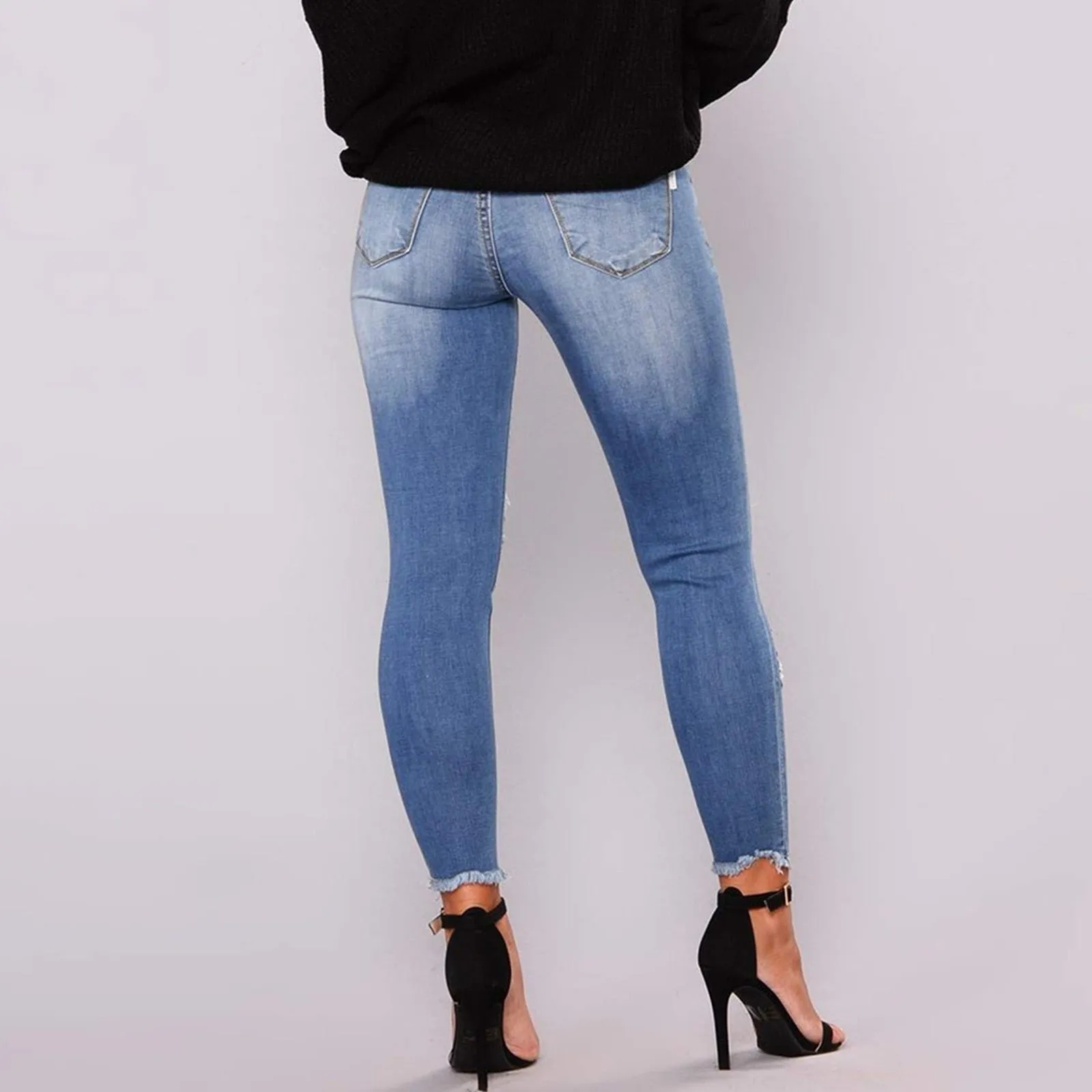 Funki Buys | Pants | Women's High Waist Denim Ripped Jeans