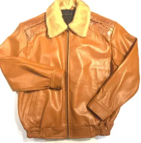 G-Gator 2057 Cognac Alligator/Mink Bomber Jacket