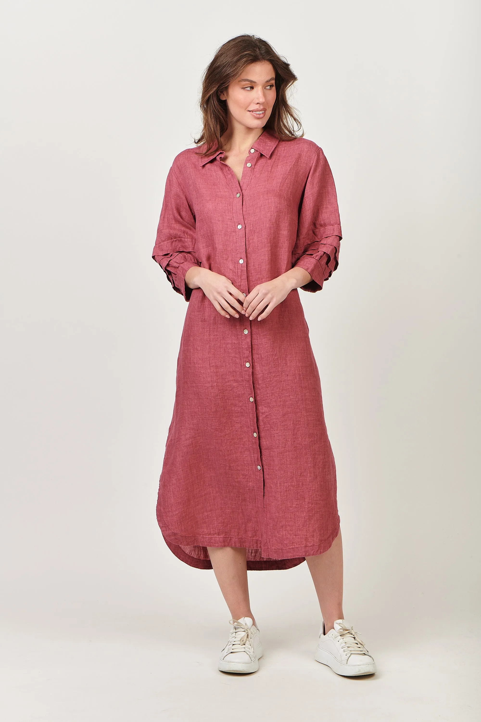 GA488 Shift Midi Dress in Rhubarb