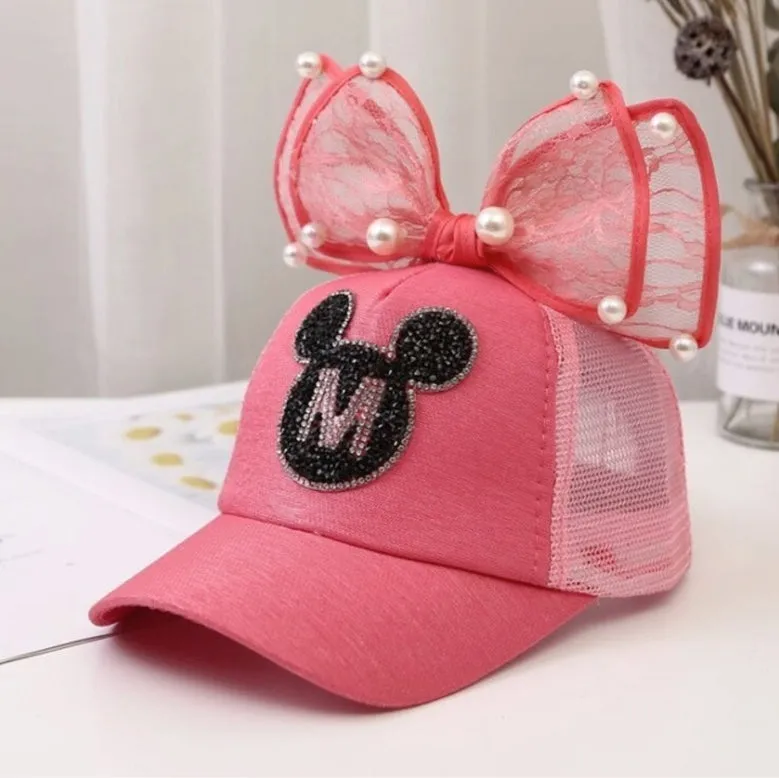 Girl Big Bow With Pearls Baseball Cap