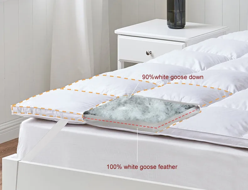 Goose Feather & Down Mattress Topper Double Layer 3" Thick