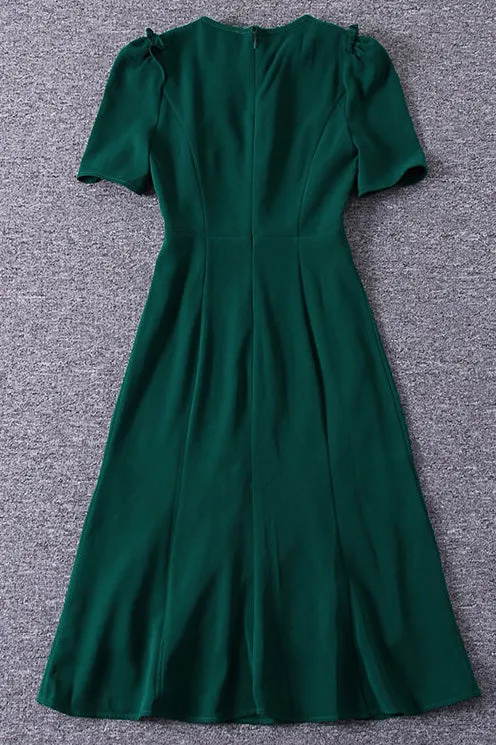 Green Button Down Kate Middleton Short Dress