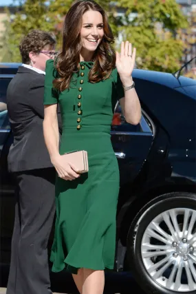 Green Button Down Kate Middleton Short Dress