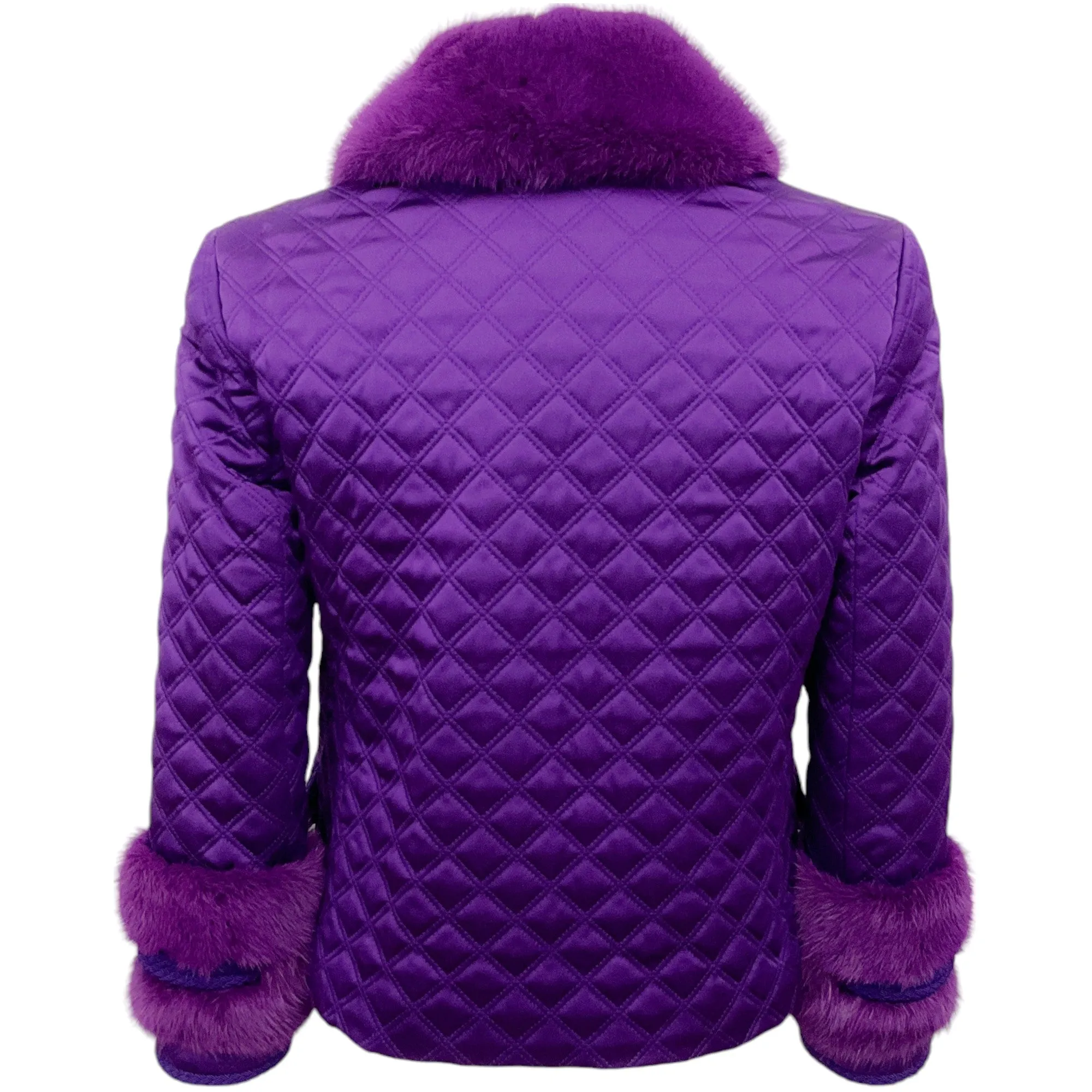 Gucci Purple Quilted Jacket with Removable Mink Collar