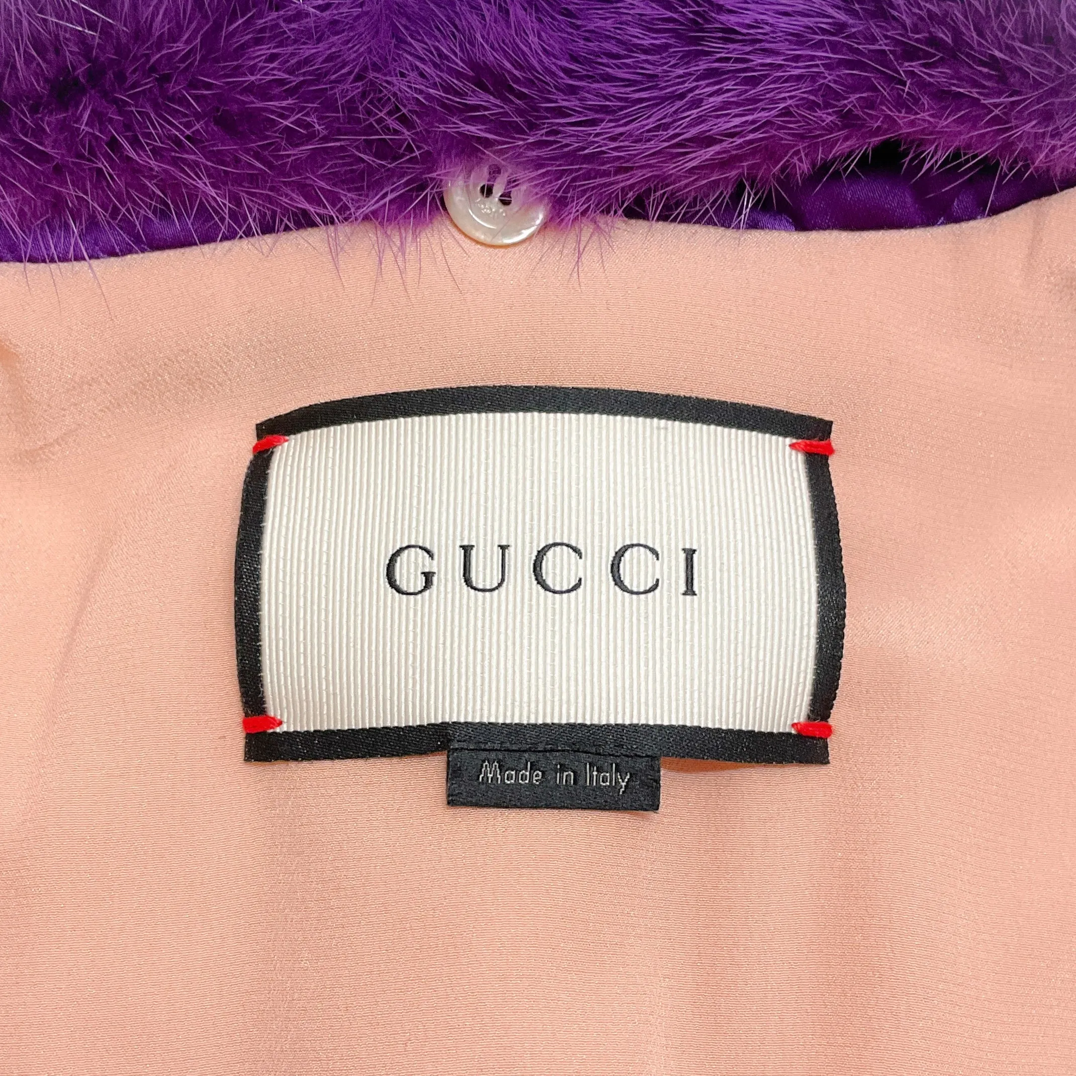 Gucci Purple Quilted Jacket with Removable Mink Collar