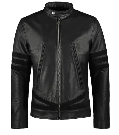 High Quality New Style Fashion  Men Black Biker Leather Jacket