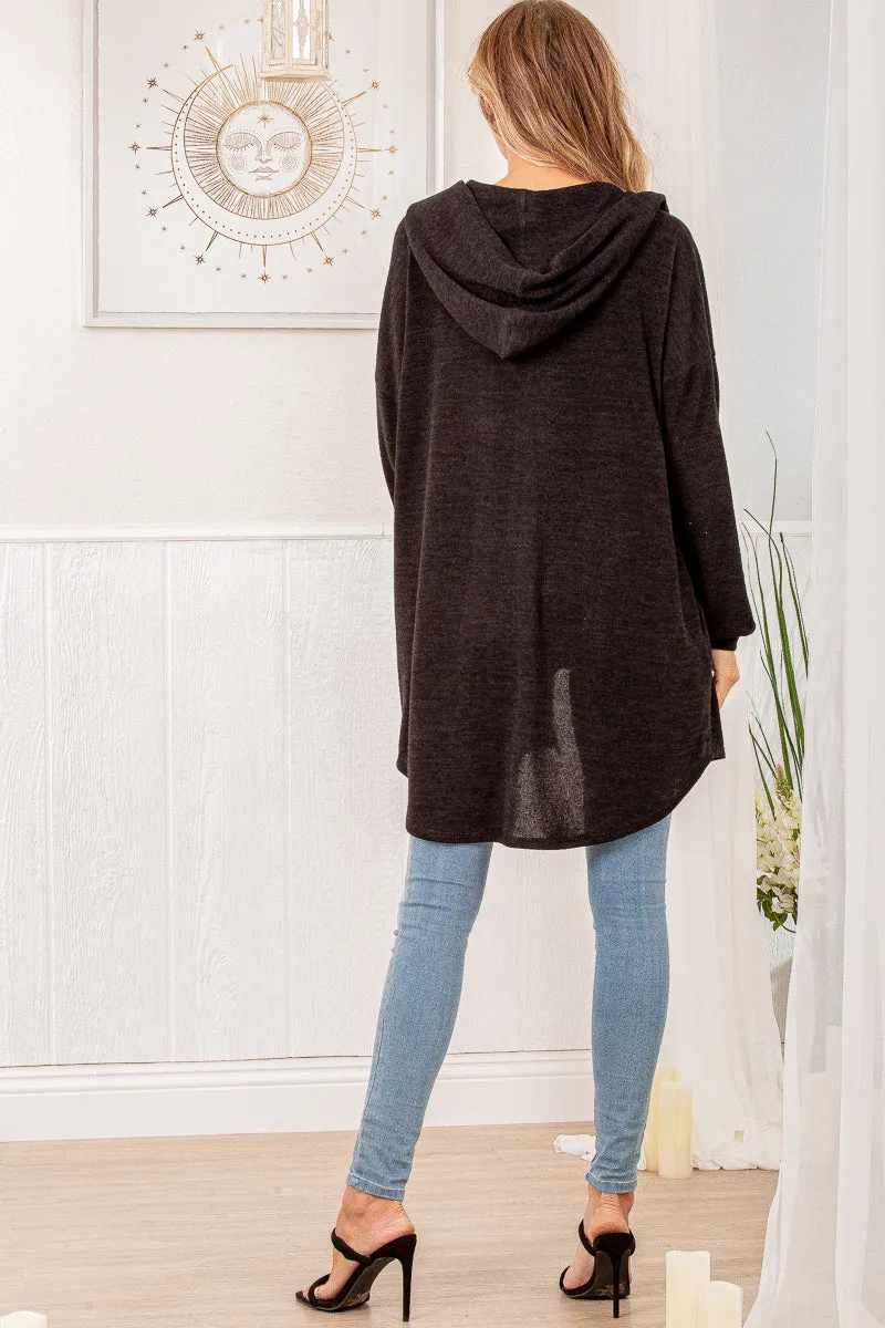 Hooded Button Down Cardigan