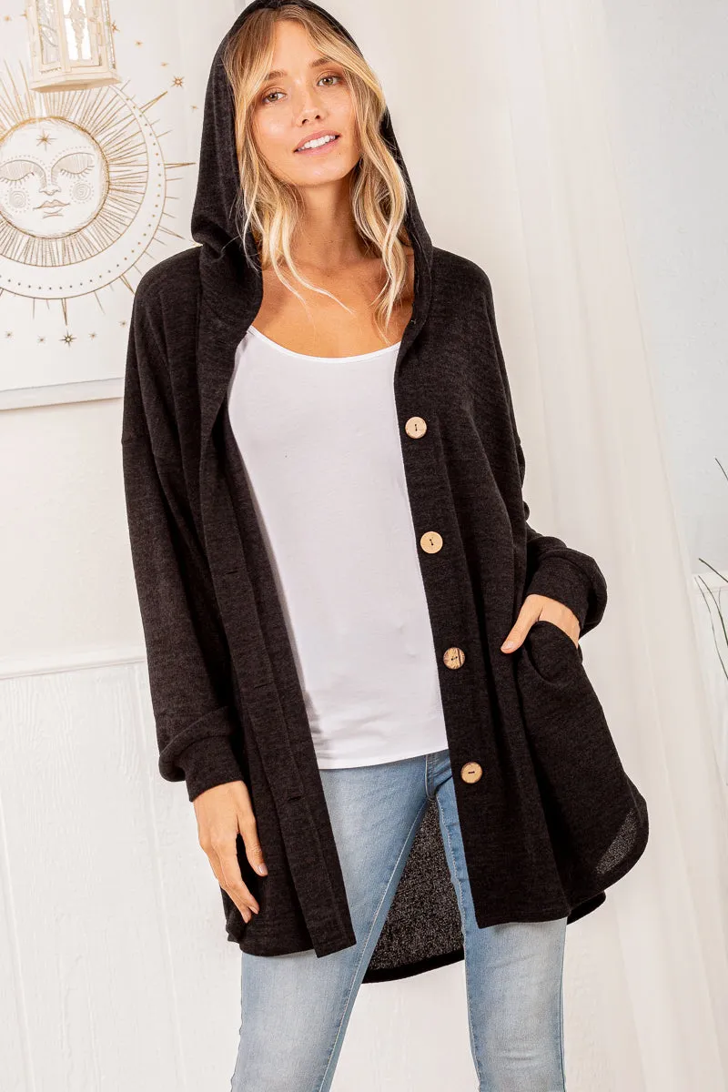 Hooded Button Down Cardigan