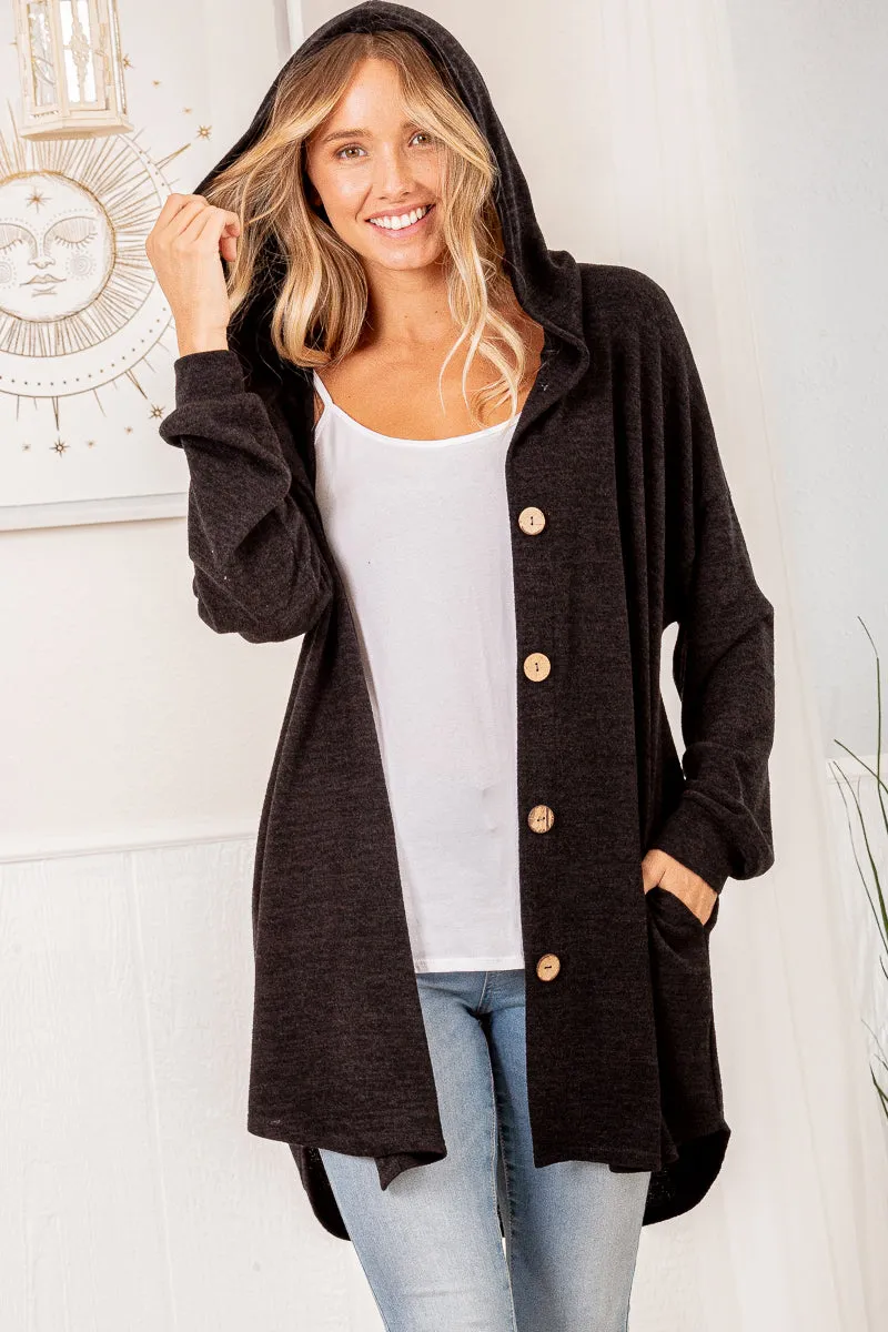 Hooded Button Down Cardigan