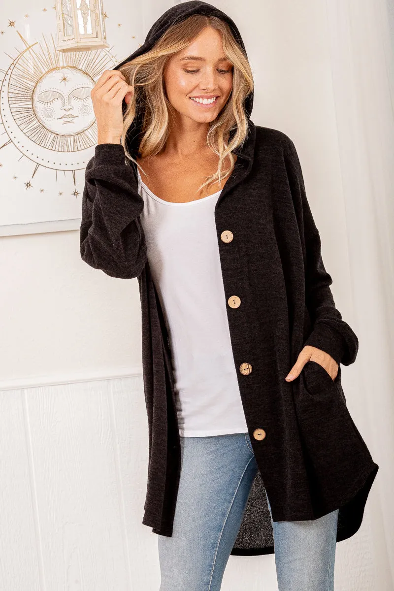 Hooded Button Down Cardigan