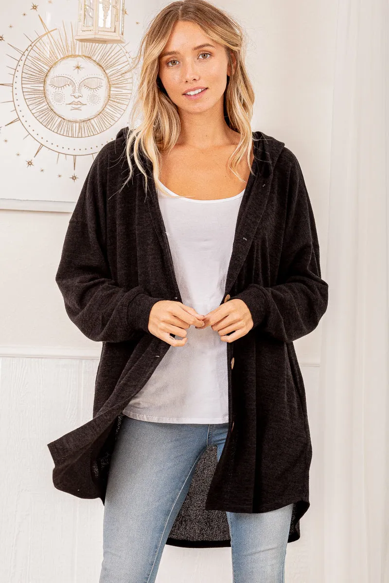 Hooded Button Down Cardigan