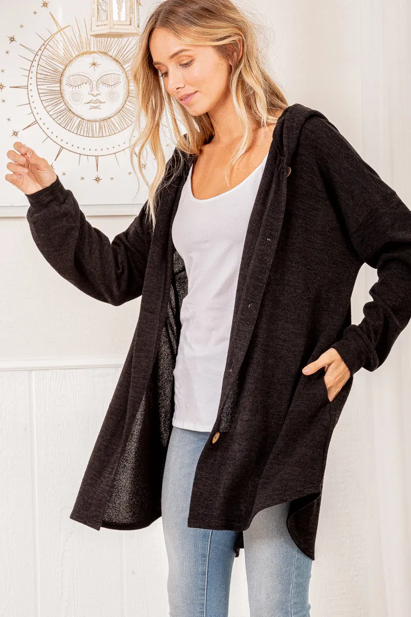 Hooded Button Down Cardigan