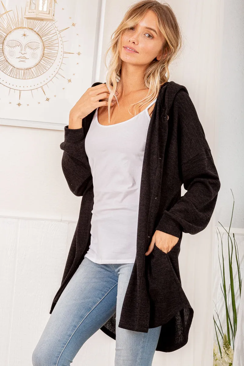 Hooded Button Down Cardigan