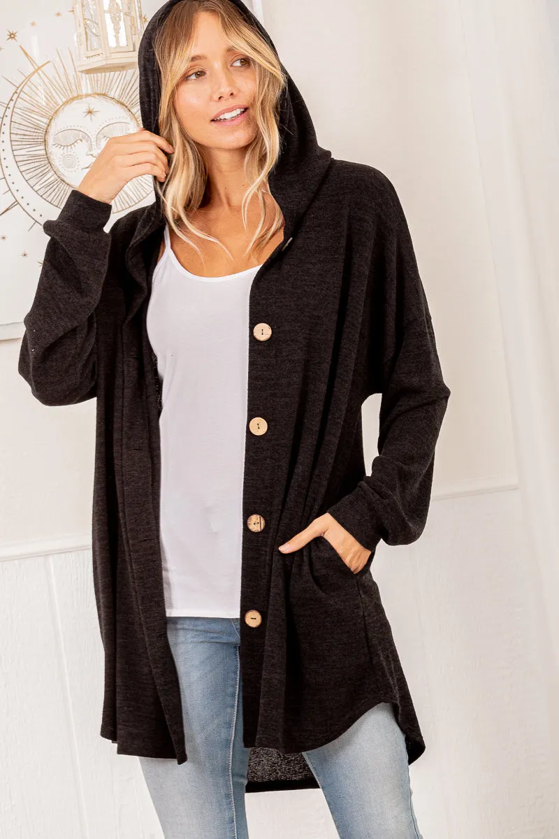 Hooded Button Down Cardigan