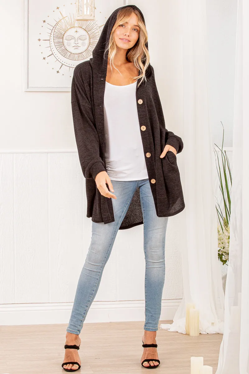 Hooded Button Down Cardigan