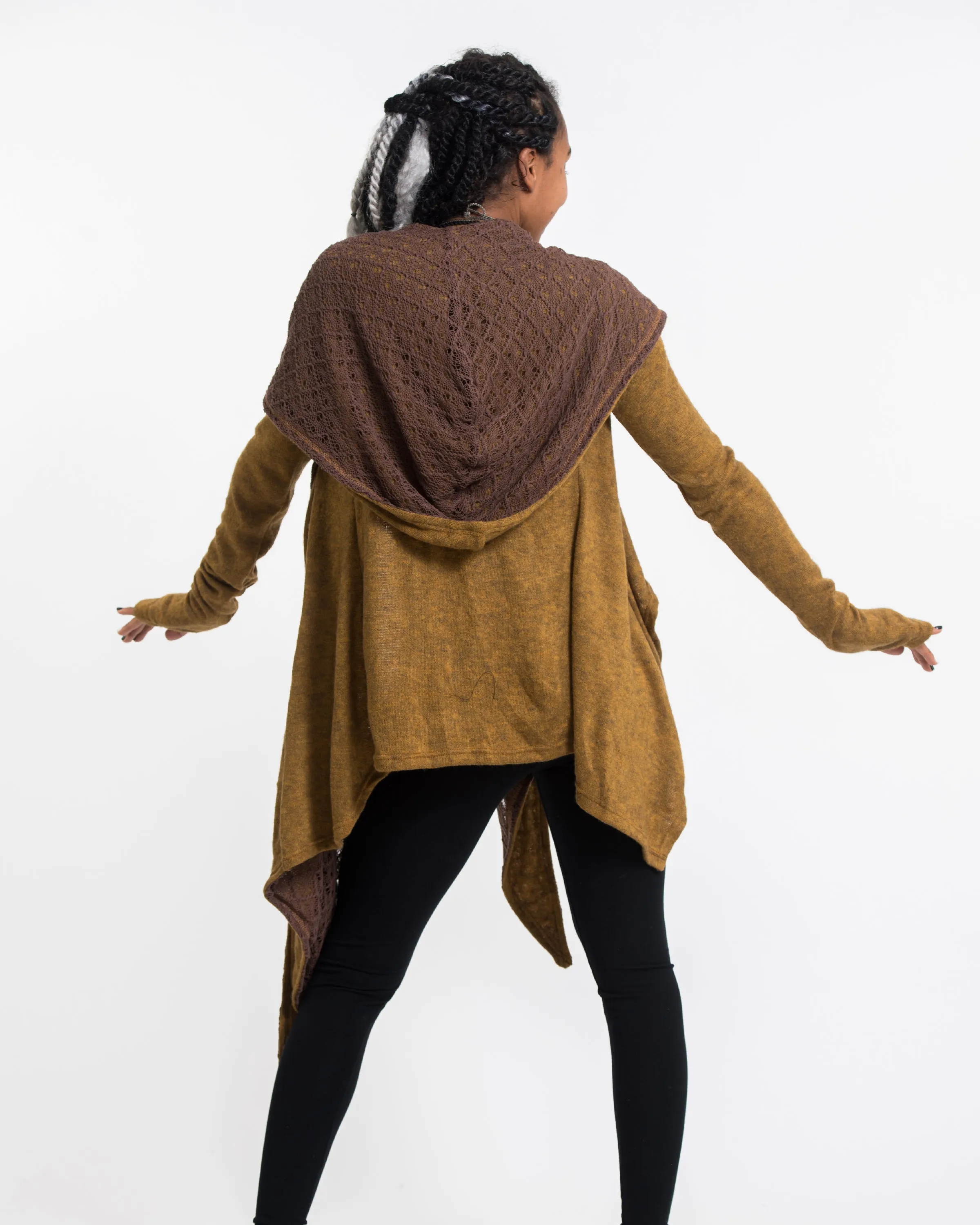 Hoodie Shawl Cardigan in Mustard