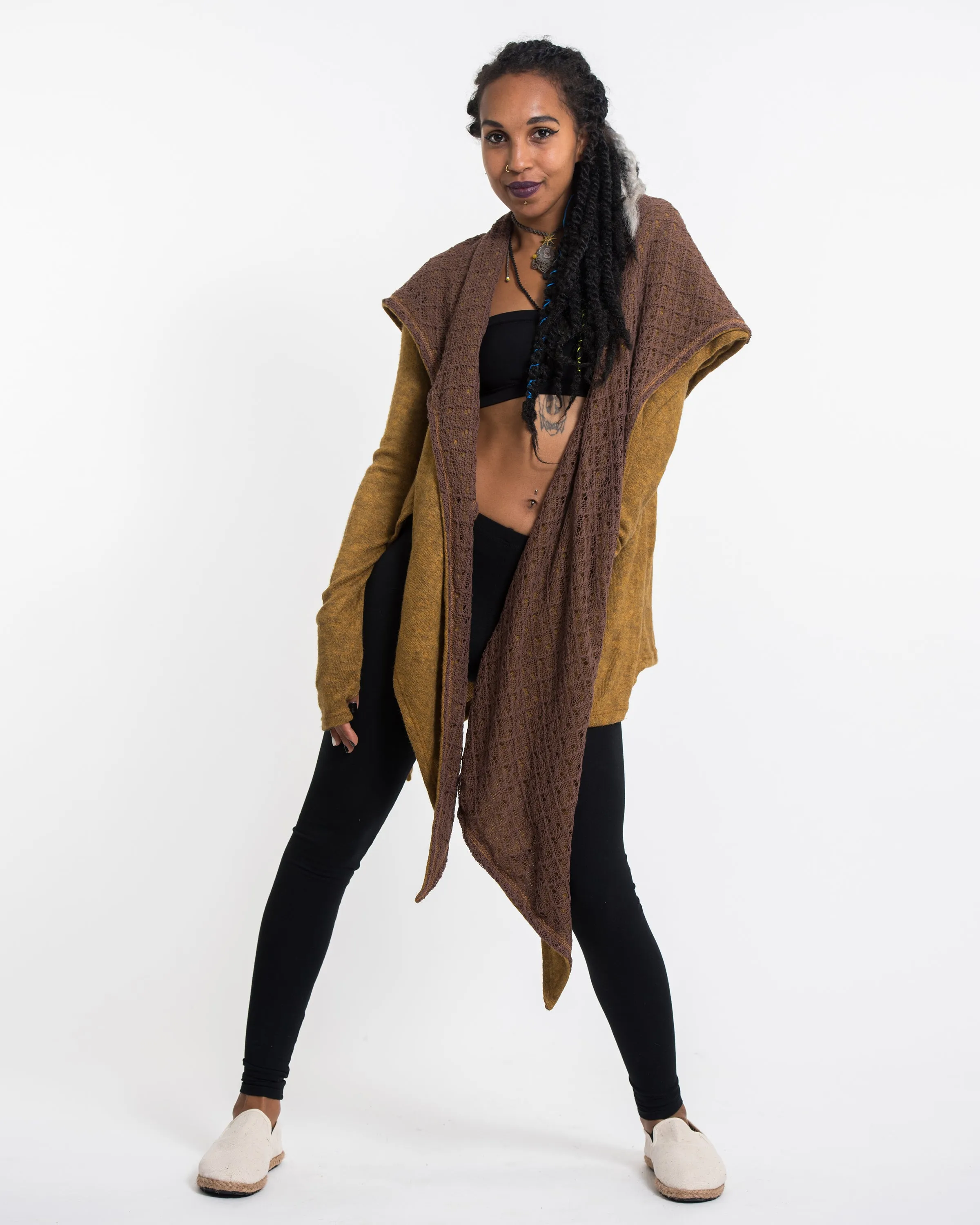 Hoodie Shawl Cardigan in Mustard