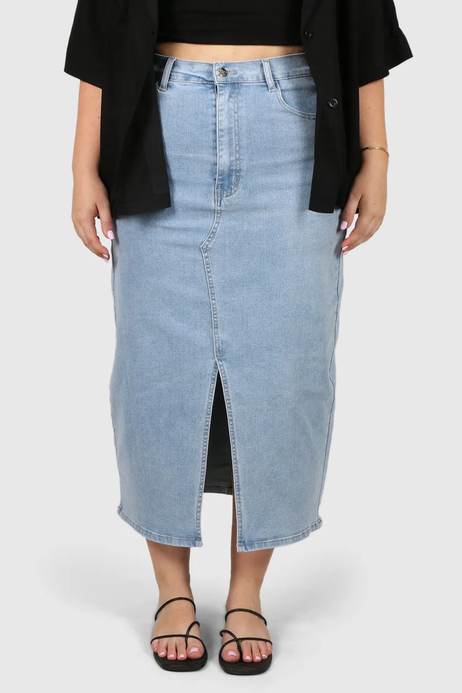 HUDSON MIDI SKIRT BLUE WASH