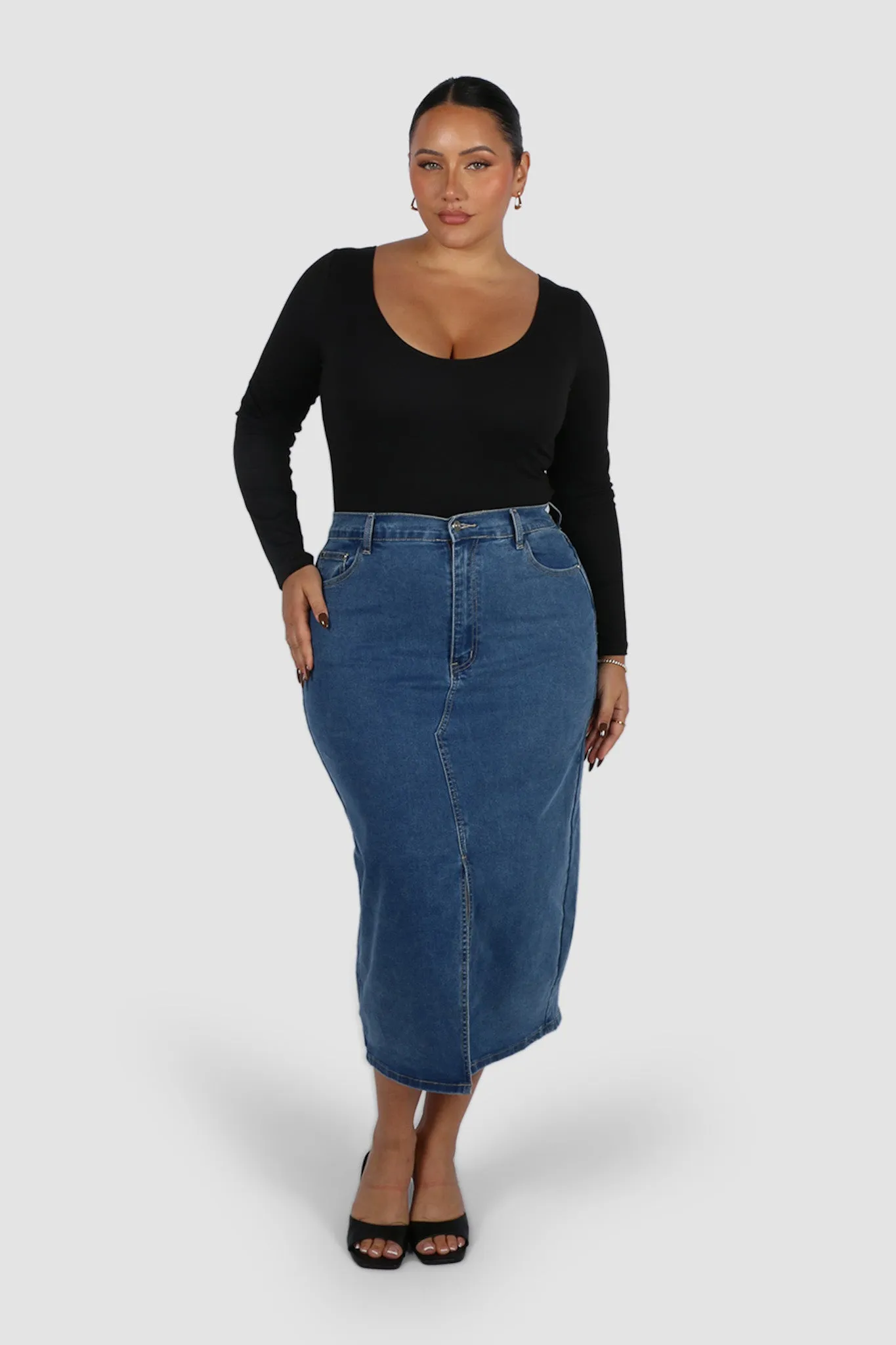 HUDSON MIDI SKIRT DEEP BLUE